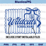 Personalized School Mascot Png Stripes Custom Name School Sport - Blue Sea Svg