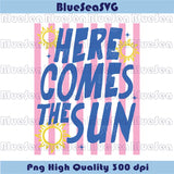 Here Come The Sun Png Stripes Strawberry Summer Svg Preppy - Blue Sea Svg