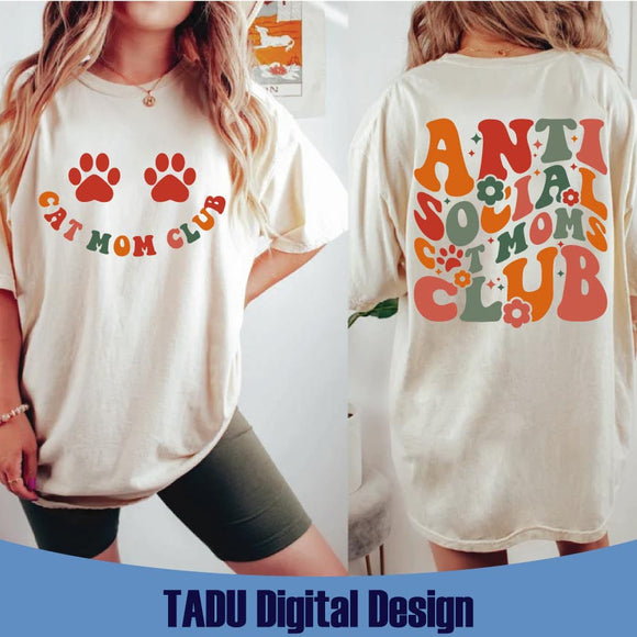 Anti Social Cat Moms Club Png Funny Cat Mom Svg Cat Lover Svg
