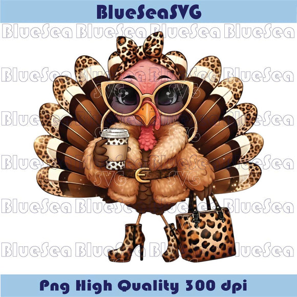 Boujee Turkey Png Glam Leopard Fancy Chick Turkey Thanksgiving