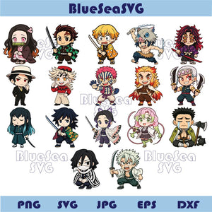 Bundle Chibi Characters Demon Slayer Png Cute Anime Lover Png Set