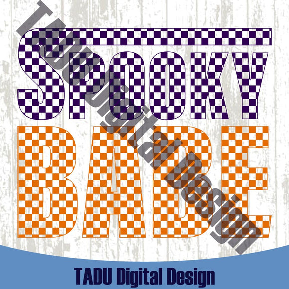 Checkered Spooky Babe Svg Halloween Svg Trendy Spooky Vibes Png
