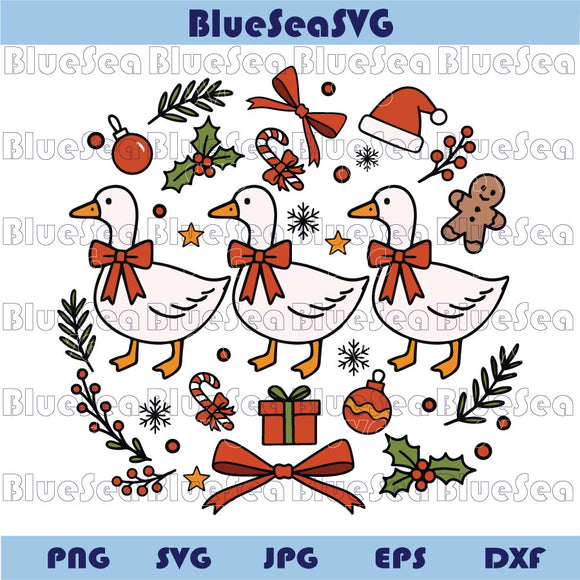 Christmas Goose Ribbon Svg 80s Vintage Christmas Goose Svg