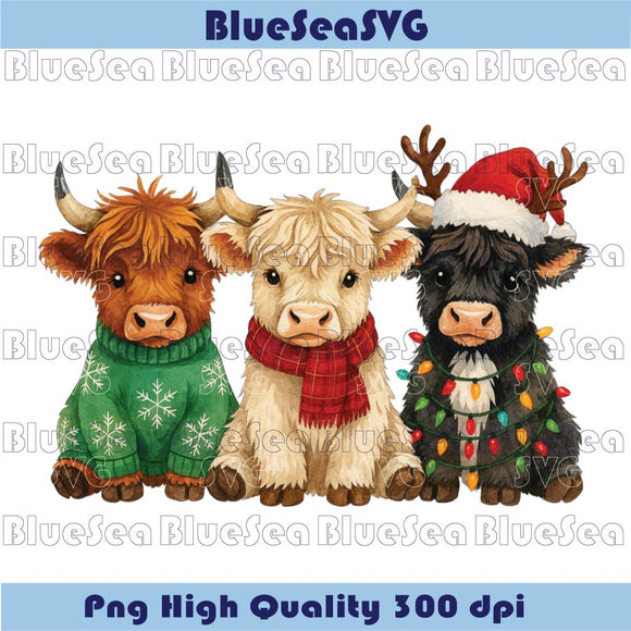 Christmas Highland Cows Png Rustic Highland Cows Christmas Png