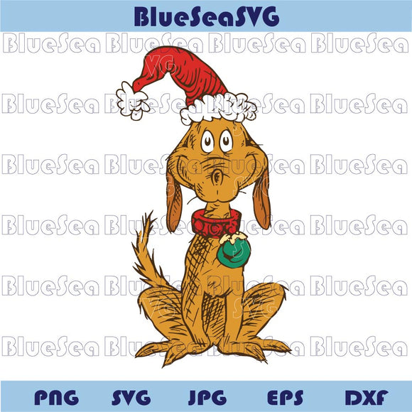 Christmas Max the Dog Svg Cute Reindeer Hat Xmas Grinch Pet Svg