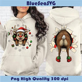 Christmas Reindeer Png Front and Back Funny Xmas Reindeer Png