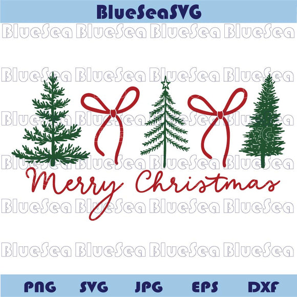 Coquette Bow Preppy Christmas Tree Merry Christmas Svg Png Dxf