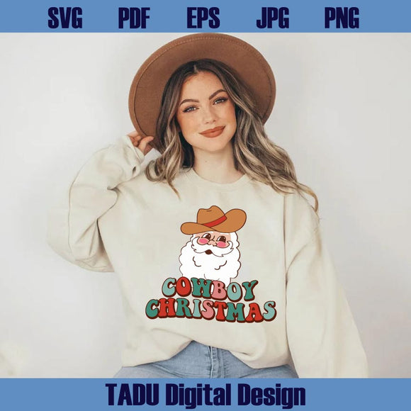 Cowboy Christmas Santa Svg Cowboy Santa Western Christmas Png