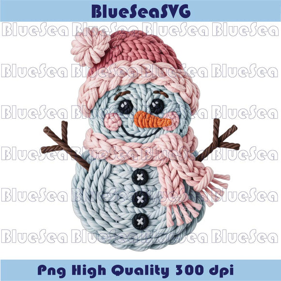 Crochet Faux Yarn Crochet Snowman Pink Christmas Snowman Png