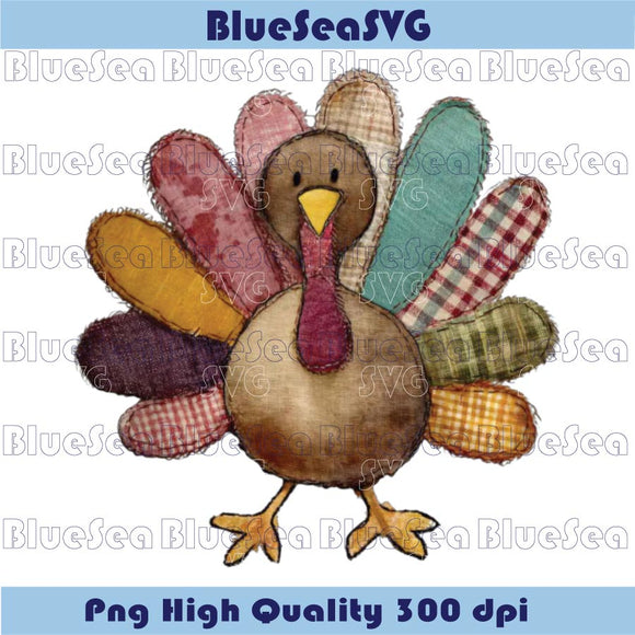 Cute Patchwork Turkey Png Rustic Thanksgiving Png Preppy Design