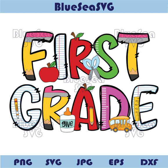 Cute Student Doodle First Grade Teacher Png Back To School Svg