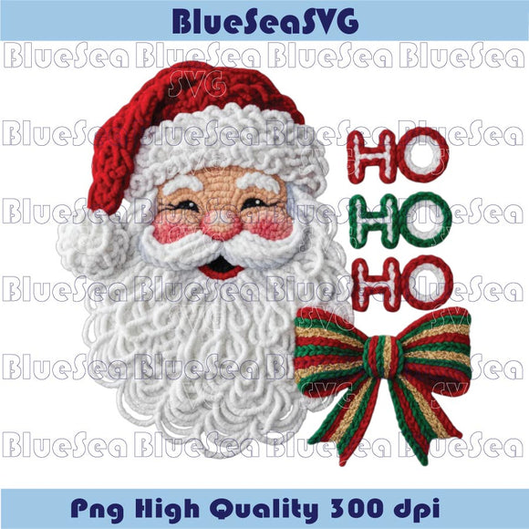Faux Yarn Crochet Santa Ho Ho Ho Png Christmas Santa Claus Png