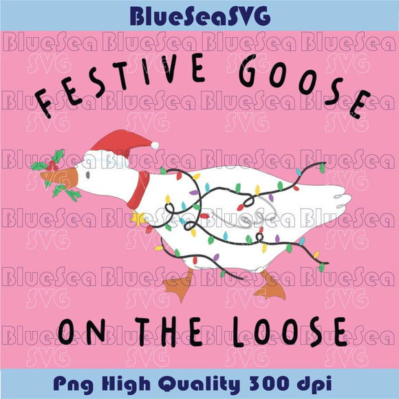 Festive Goose on the Loose Png Funny Christmas Goose Png