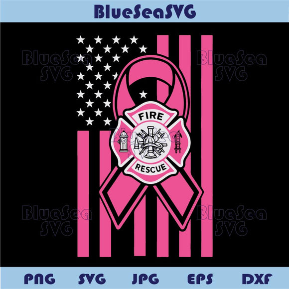 Fire Rescue Firefighter Breast Cancer Svg America Flag Firefighter Png