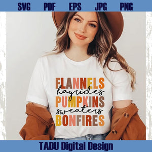 Flannels Hayrides Pumpkins Sweaters Bonfires Svg Thanksgiving Png