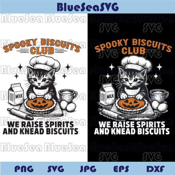 Funny Halloween Cat Baking Png Spooky Biscuits Club Png Dtf