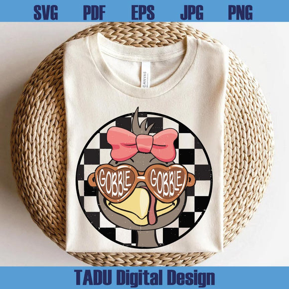 Gobble Gobble Girl Turkey Png Personalised Thanksgiving Toddler Png