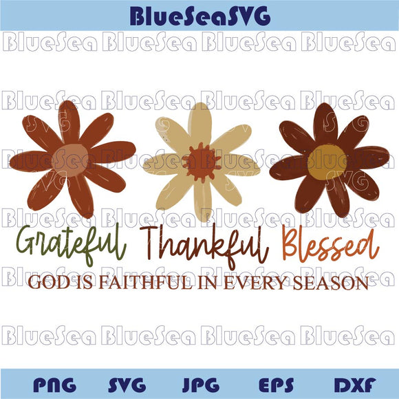 Grateful Thankful Blessed Png Flowers Boho Fall Floral Christian Png