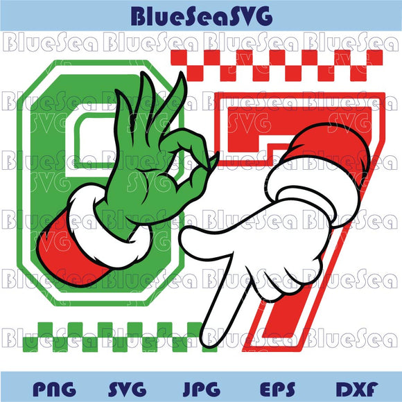 Grinch Six Seven 6 7 Christmas Svg Varsity 67 Meme Christmas Png