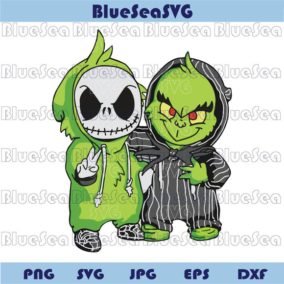 Grinch and Jack Skellington Png Cute Hoodie Halloween Xmas Svg