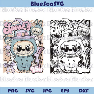 Halloween Labubu Svg Spooky Vibes Labubu Png Witch Monster Doll
