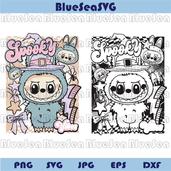 Halloween Labubu Svg Spooky Vibes Labubu Png Witch Monster Doll