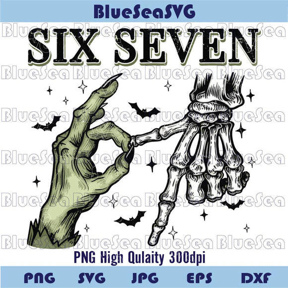 Halloween Six Seven 6 7 Meme Funny Witch Skeleton Hands Png