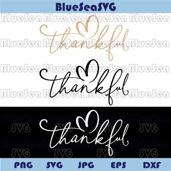Hand Lettered Thankful Svg Heart Thanksgiving Quote Svg Png