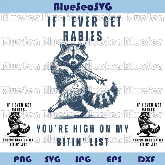 If I Ever Get Rabies, Biting List Png Vintage Funny Raccoon Png Svg