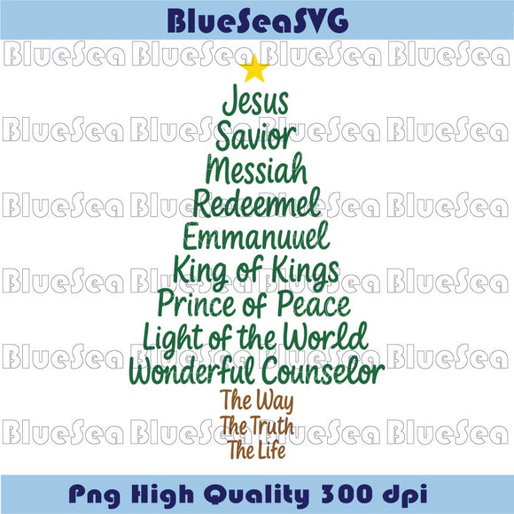 Jesus Names Christmas Tree Svg Holiday Christian Christmas Svg