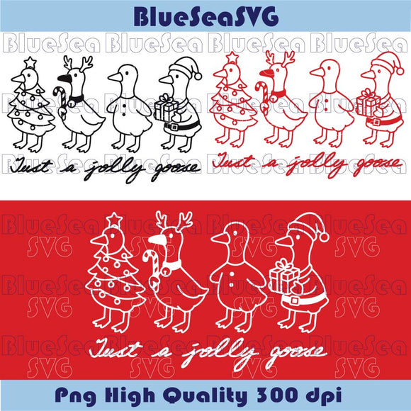 Just a Jolly Goose Svg Retro Christmas Goose Svg Santa Goose Png