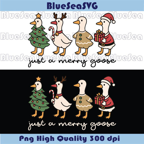 Just a Merry Goose Svg Christmas Goose Svg Jolly Santa Goose Png
