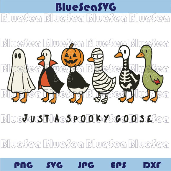 Just a Spooky Goose Svg Funny Halloween Goose Png Skeleton Svg