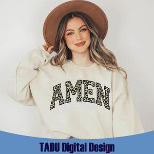Leopard Amen Svg Varsity Retro Christian Svg Cheetah Amen Png
