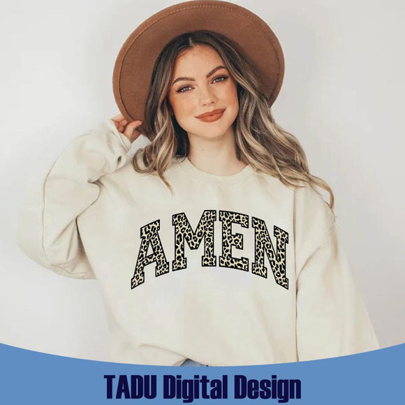 Leopard Amen Svg Varsity Retro Christian Svg Cheetah Amen Png