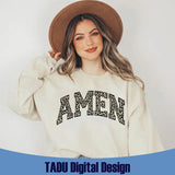 Leopard Amen Svg Varsity Retro Christian Svg Cheetah Amen Png
