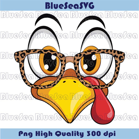 Leopard Glasses Turkey Face Svg Cute Thanksgiving Png Sublimation