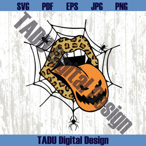 Leopard Lips Pumpkin Tongue Png Trendy Halloween Svg Fall Png