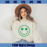 Lucky Smiley Face Svg St Patricks Shamrock Happy Face Clover Svg