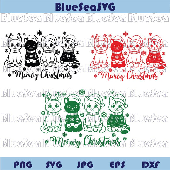 Meowy Christmas Svg Christmas Cats Svg Cute Kittens Sweaters Png