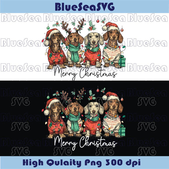 Merry Christmas Dachshund Dog Png Cute Christmas Dog Lover Png