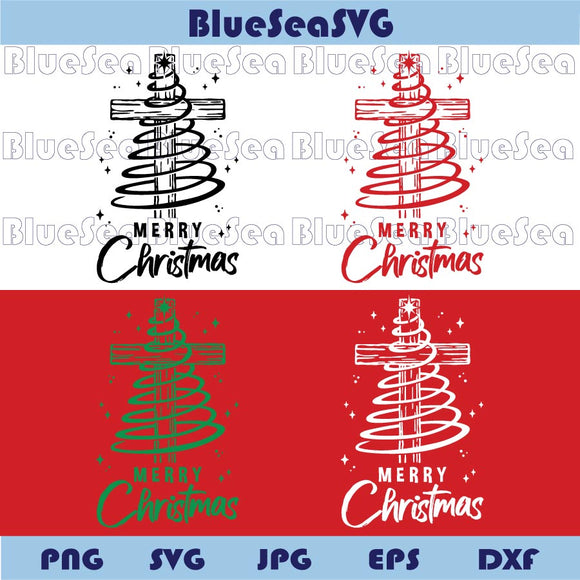 Merry Christmas Tree Cross Svg Jesus Cross Christmas Tree Png