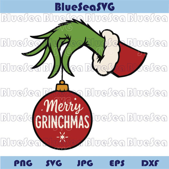 Merry Grinchmas Hand Svg Grinch Holding Ornament Png Clipart