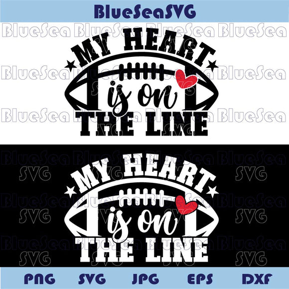 My Heart Is On The Line Svg Football Mom Svg Football Team Png