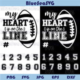My Heart is on The Line Svg American Football Svg Custom Number