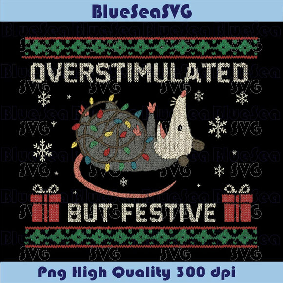 Overstimulated But Festive Png Possum Knit Ugly Christmas Png