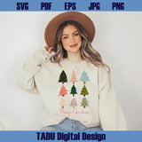 Preppy Merry Christmas Trees Svg Girly Pink Christmas Tree Png