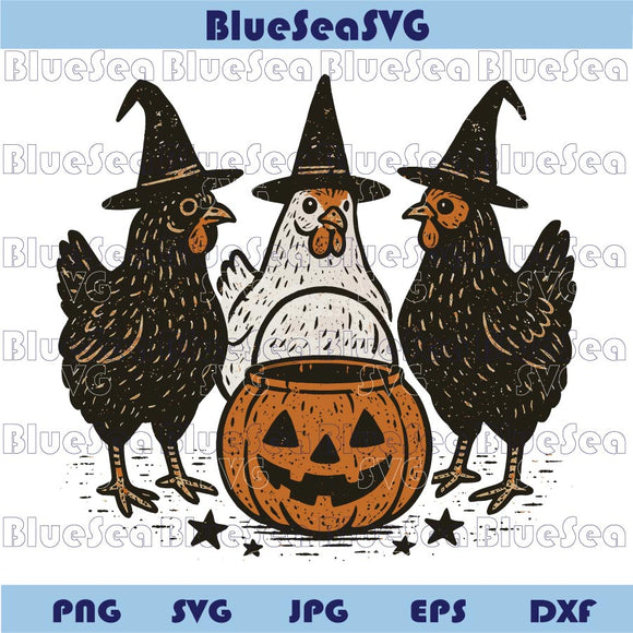 Pumpkin Chicken Halloween Png Retro Halloween Witch Chicken Png