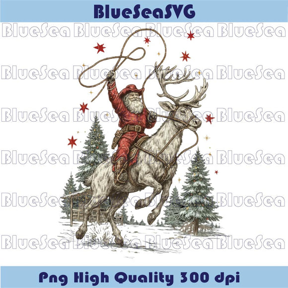 Retro Cowboy Santa Claus Western Christmas  North Pole Rodeo Png