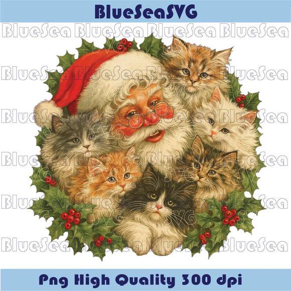 Santa Claus Kittens Christmas Png Santa Claus Cats Cat Lover Png